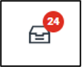 graphic of an inbox with a notification sign with the number 24