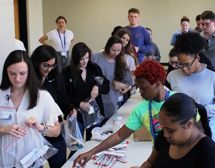 Students prepare "blessing bags" for local charity