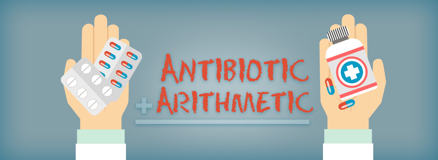 Illustration of hands with antibiotics