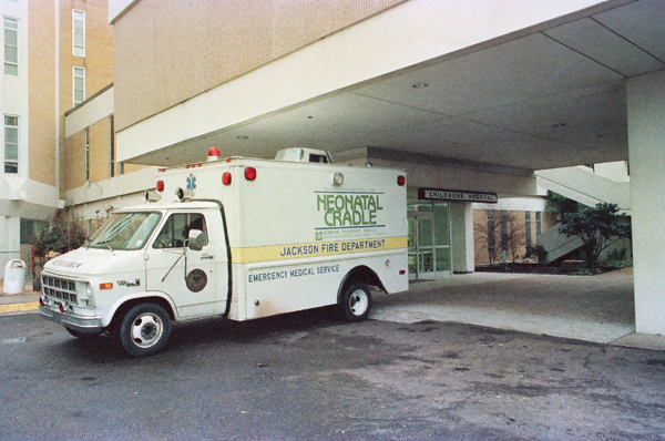 The Neonatal Cradle, one of the earlier ambulances in the transport fleet, was donated in 1979 by the Junior League of Jackson.