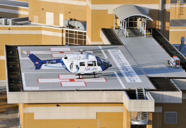 AirCare I, one of two emergency helicopters, is essentially a flying intensive care unit.