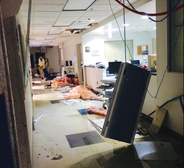 Damaged interior of Winston County Medical Center in Louisville