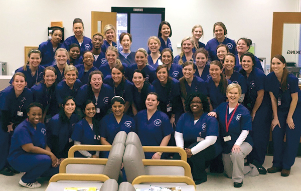 Dental hygiene students strike a pose before embracing the challenges of a rigorous academic schedule.