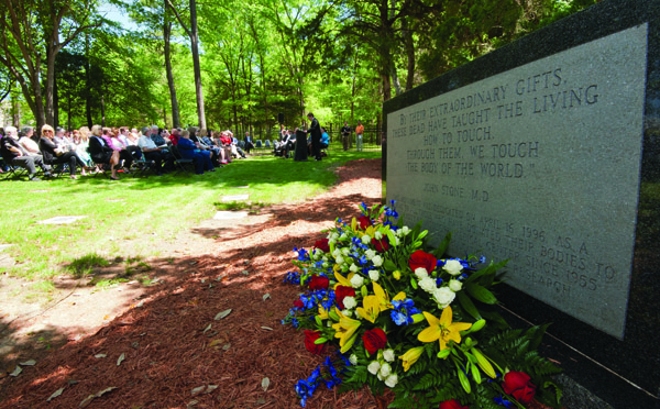 The men and women who have donated their bodies are memorialized in an annual Ceremony of Thanksgiving like this one, held in the UMMC Cemetery.