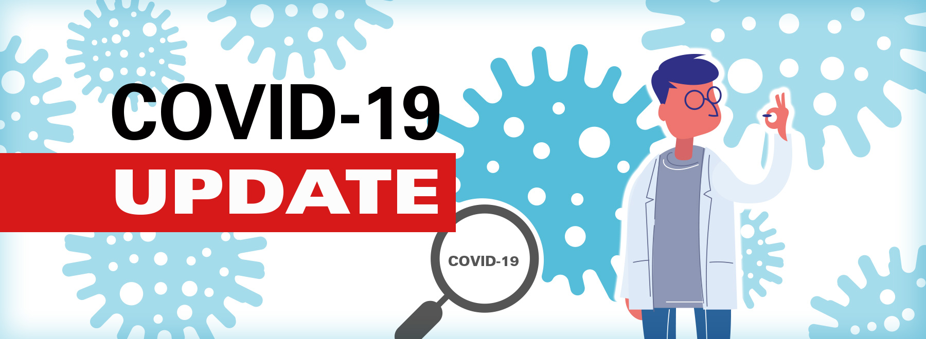 Illustration of Covid-19 with scientist and title Covid-19 Alert!