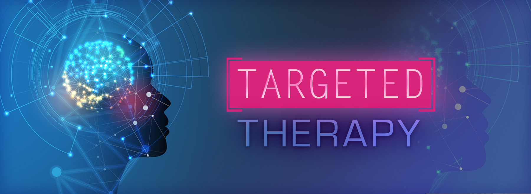 Brain x-ray with target image and the title "Targeted Therapy"