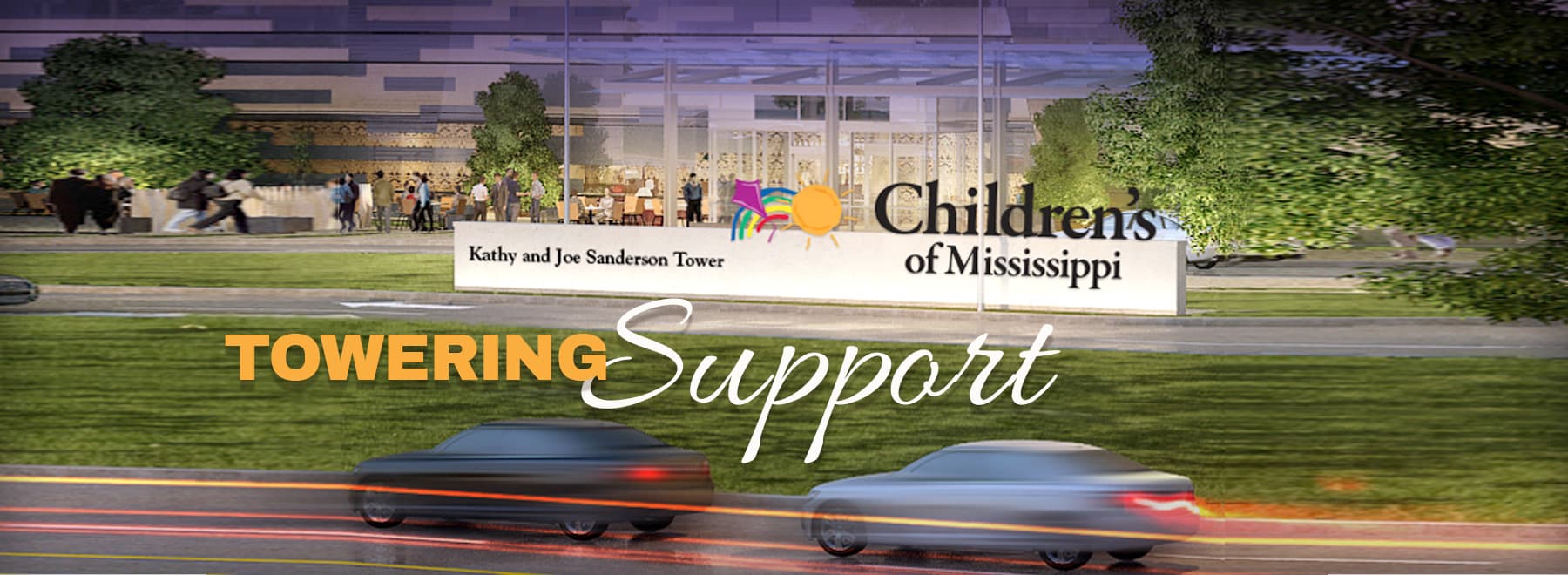 Kathy and Joe Sanderson Children's of Mississippi Tower naming render