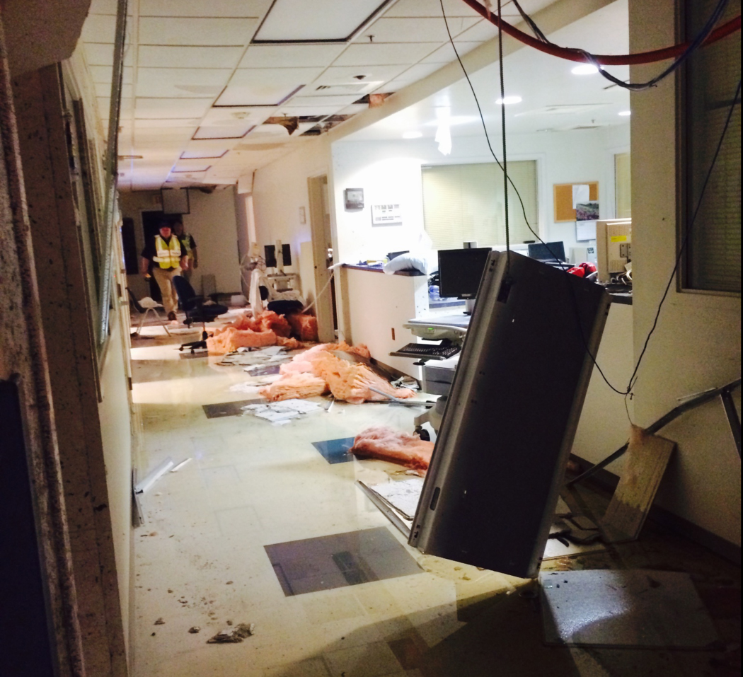 Damaged interior of of Winston County Medical in Louisville