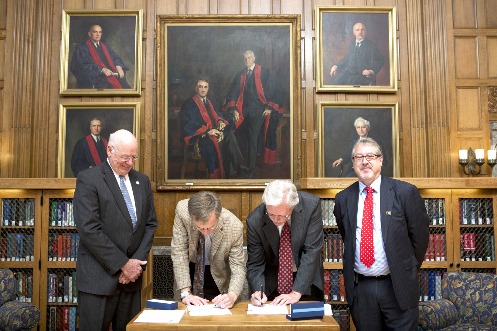 Taking part in the signing at the Mayo Clinic in Rochester, Minnesota were (from left) Dr. James Keeton, Dr. Robert Rizza, Dr. Richard Summers, and Dr. Gregory Gores, Mayo Clinic executive dean for research.