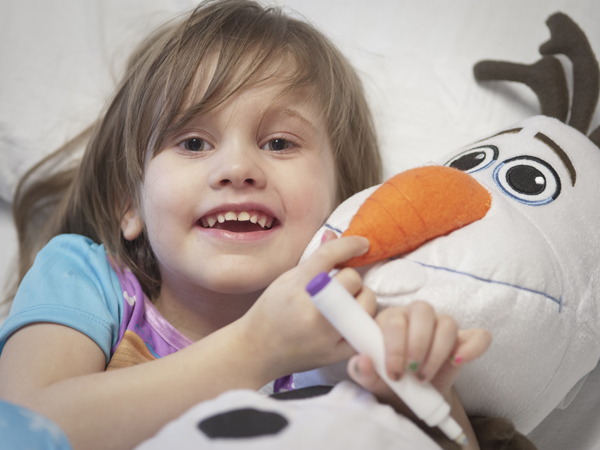 Helena White, with Olaf the Snowman from "Frozen"