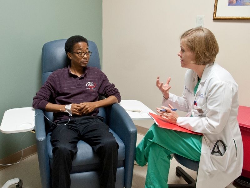 Jimmie Lacey of Brandon, 42, is a regular patient at the sickle cell clinic held Mondays at the Jackson Medical Mall. Lacey receives counseling and treatment there from staff including nurse practitioner Dana Delaski.