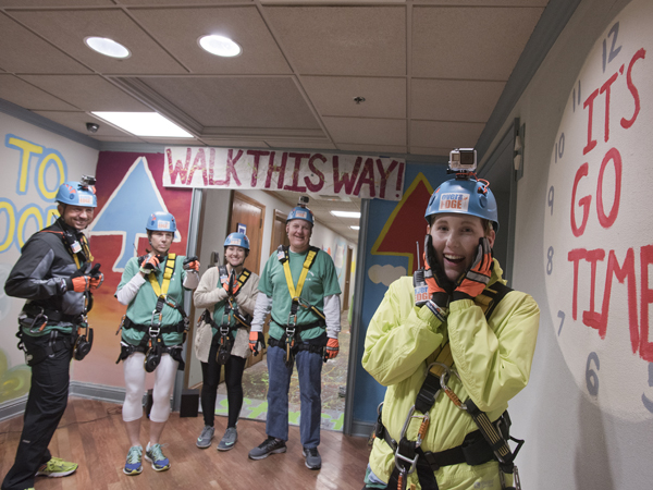 Maggie Hanberry, right, and Team Maggie before going to the roof.