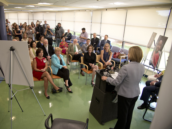 Members of the media, supporters of Children's of Mississippi and UMMC physicians, faculty and staff gathered at the lobby of Batson Children's Hospital for the announcement of the Children's of Mississippi capital campaign.