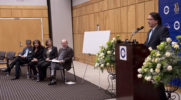 Century Club Charities President Peter Marks speaks during the presentation of $1.109 million to Friends of Children's Hospital.