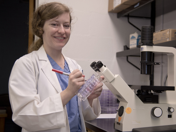 Bernadette DeRussy works in the UMMC pathology labs