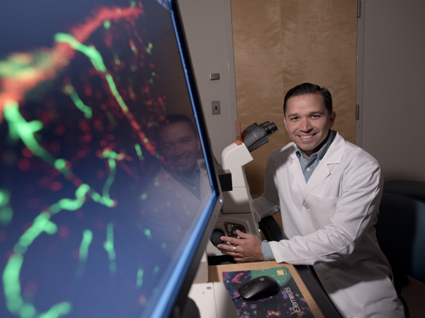 Ezekiel Gonzalez-Fernandez, an M2, conducts hypertension research during the summer.