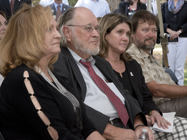 Attendees at the naming ceremony for the John D. Bower School of Population Health included from left, Edna Curry, Bower, Anne Travis and Christopher Travis.
