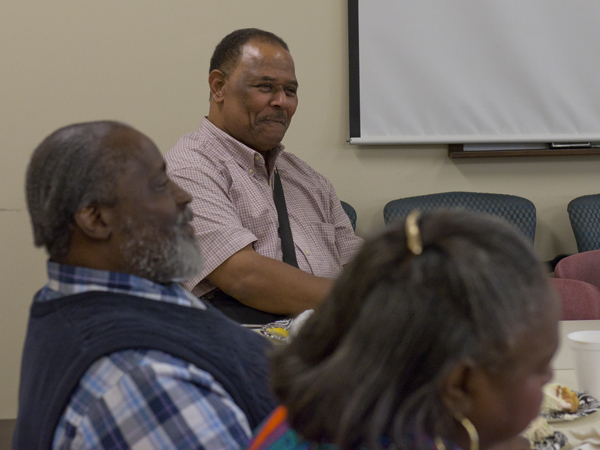 Peter Green, left, and Harold Mayberry, both of Jackson, enjoy a speaker at their heart failure support group meeting.