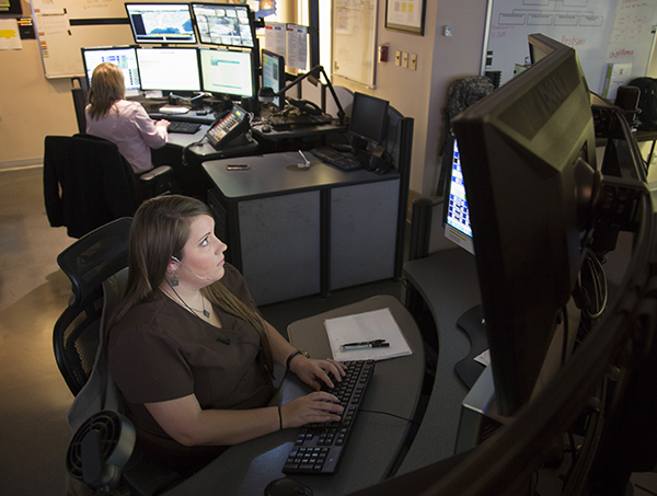 Kristina Readman, a paramedic and communications specialist in Mississippi MED-COM, keeps track of incoming ambulances and first responders medical traffic.
