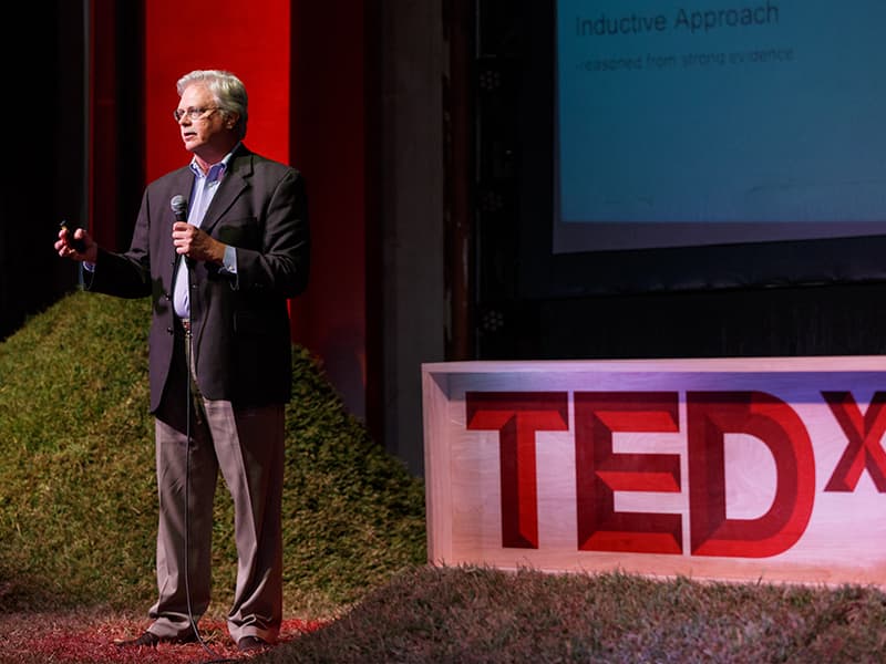 Summers delivers a presentation on the NASA Digital Astronaut Project during a November 2014 TEDx forum in Jackson.