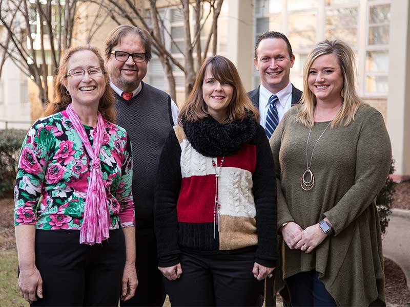 Some of the faculty and staff members who helped design the new preventive medicine residency program include, from left, Dr. Desiree Pendergrass, Dr. Peter Pendergrass, Terri Jones, Dr. Joshua Mann and Brea Cole.