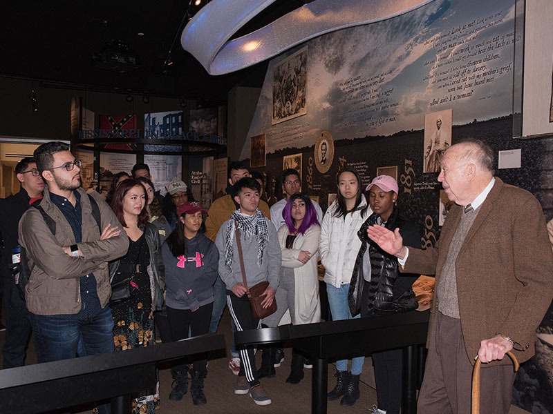 On a spur-of-the-moment invitation, King speaks to a group of Brown University students touring the Mississippi Civil Rights Museum.