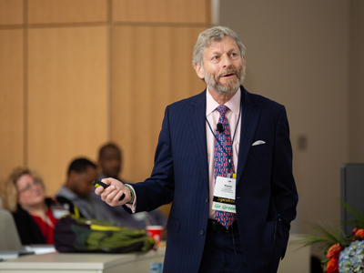 Dr. Kevin Krane, vice dean for academic affairs at Tulane University School of Medicine, describes the history of medical education during Thursday's plenary session.