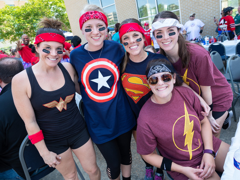 Team Preemie Powers, registered nurses from the NICU, pose for a pre-race team photo.