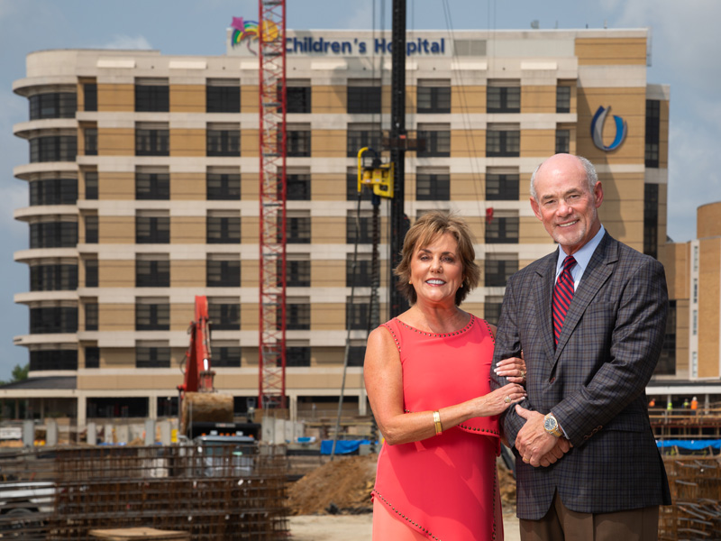 Lampkin and Susie Butts witness pediatric expansion construction for Children's of Mississippi.