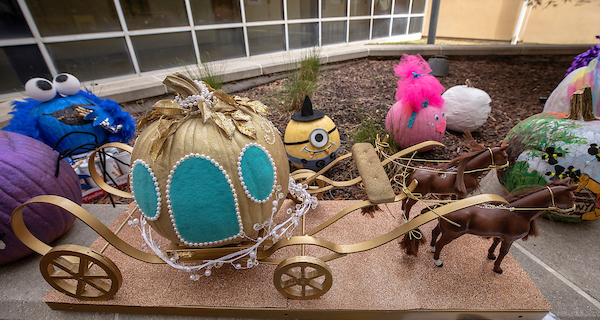 Express Employment Professionals donated elaborately decorated pumpkins for Batson Children's Hospital's Halloween party.