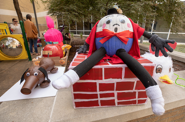 Humpty Dumpty was a pumpkin in this display, donated by Express Employment Professionals.