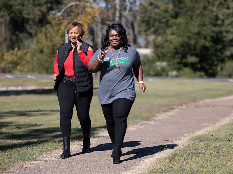 Makeba Harris, right, a wellness 