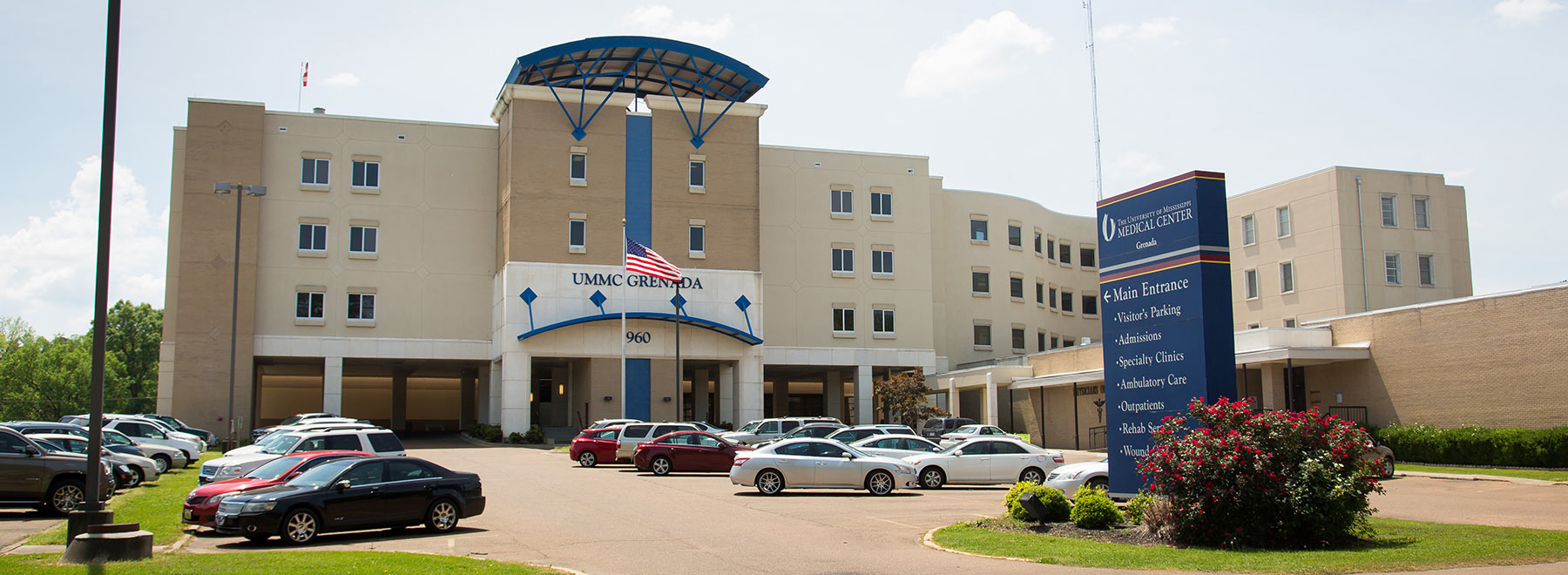 Exterior of UMMC Grenada's main building.