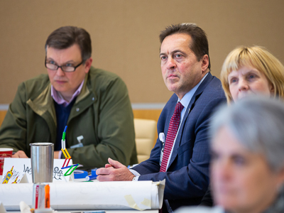 UMMC leaders Dr. Jason Parham, Mark Cianciolo and Dr. Phyllis Bishop listening to leadership training.