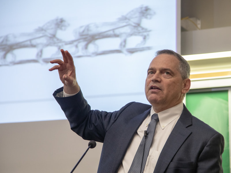 Dr. Harlan Krumholz, Harold Hines Professor of Medicine at Yale University, deliver the Thomas Barksdale Memorial Lecture at the Department of Medicine Research Day Tuesday. He spoke on the role of data in informing and improving medical practice.