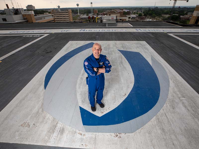 Critical care flight nurse Brock Whitson will receive his master of health sciences from the School of Health Related Professions during May 24 commencement ceremonies.