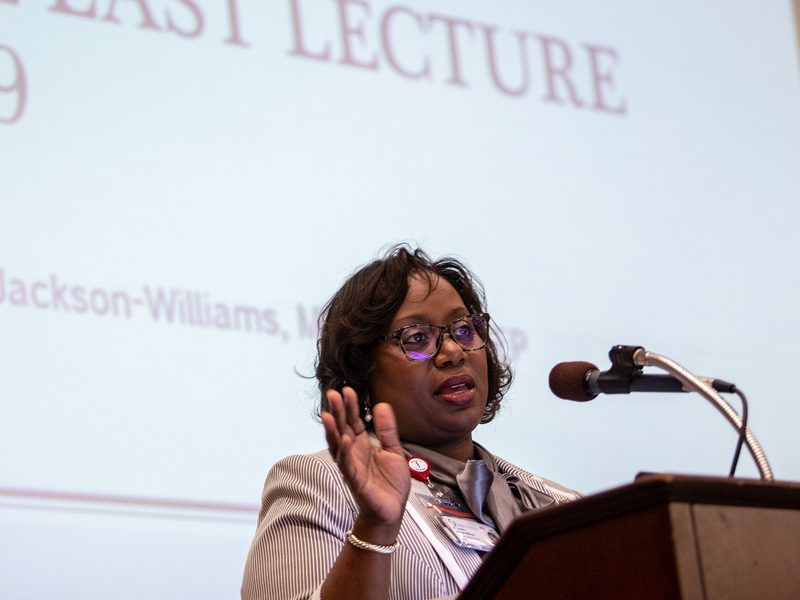 Dr. Loretta Jackson-Williams delivers her "Seven Major Realizations" presentation.
