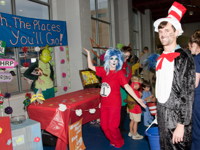 Meyer, dressed the Cat in the Hat, with fellow SGSHS students at their Dr. Seuss-inspired booth for UMMC's annual Spooky U event in Ocotber 2016.