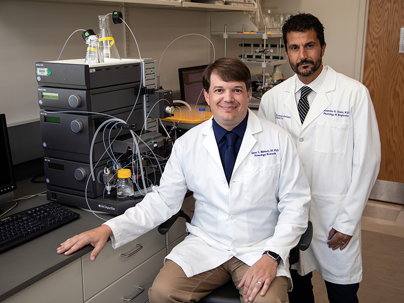 Dr. Gene Bidwell, left, and Dr. Alejandro Chade are co-inventors of a technique to deliver drugs directly to the kidney, and a potential new therapeutic for chronic kidney disease.