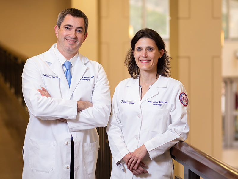 Former School of Medicine classmates Dr. Chad Washington and Dr. Alissa Willis have reunited at the Medical Center as chairs of different departments, but are working together to treat many of the same patients.