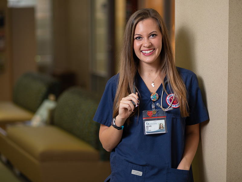 School of Nursing student Anna Jordan Butts dons the Peru necklace she got while on her first trip in 2013 every day.