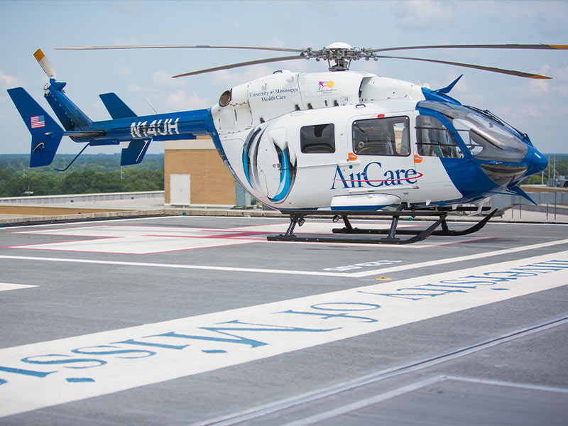 Helicopter on helipad.