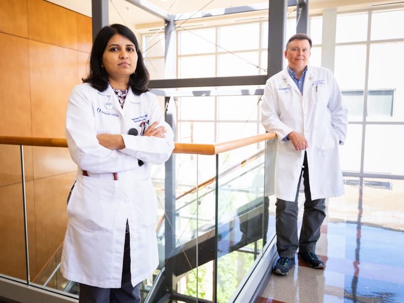 Helping to lead the charge on COVID-19 treatment and infection control are Dr. Bhagyashri Navalkele, medical director of infection prevention and control, and Dr. Jason Parham, director of the Division of Infectious Diseases,