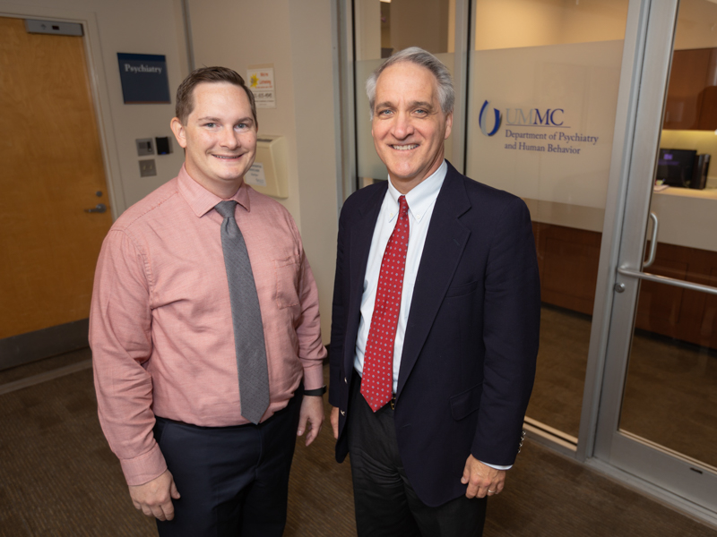 Dr. Dustin Sarver, left, and Dr. Philip Merideth, CHAMP co-principal investigators, are shown in this photo taken during the project's 2018 launch.