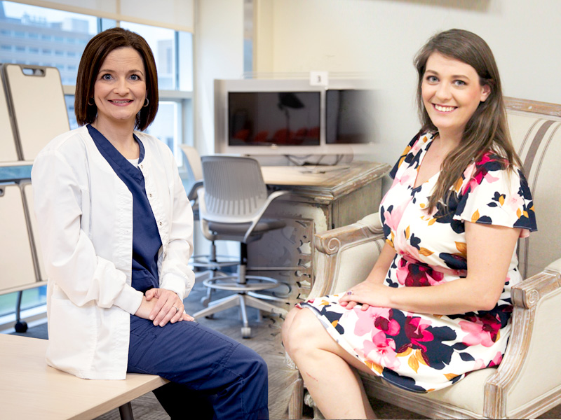 Katheryn McCardle, left, and Margaret McGaugh took advantage of the Complete to Compete Program in the School of Health Related Professions to earn their degrees in health sciences.