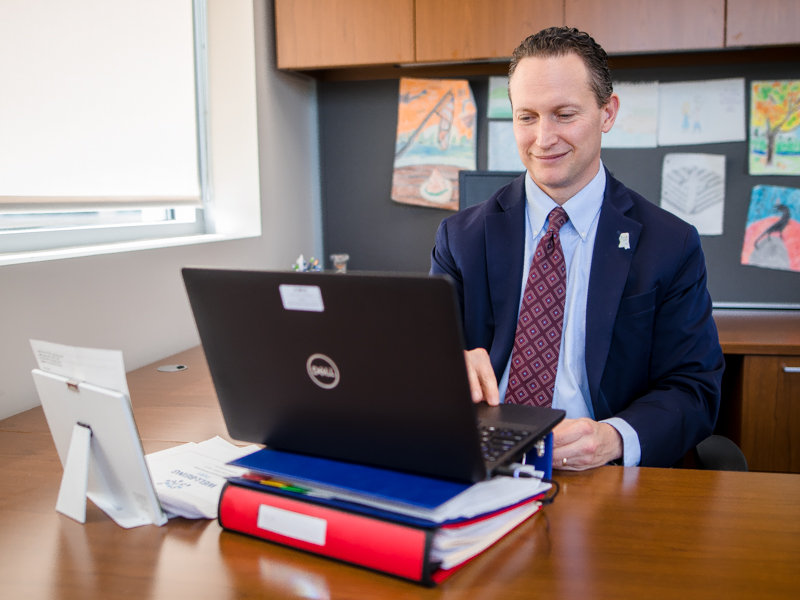 Dr. Joshua Mann, professor and chair of the Department of Preventive Medicine, reads names of graduates during virtual commencement exercises on May 22.