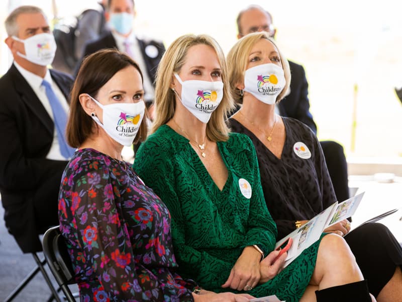 The daughters of Joe and Kathy Sanderson, from left, Katy Creath, Emily Whitaker and Julie Richard, represented their family at the ribbon cutting of the tower named for their parents.