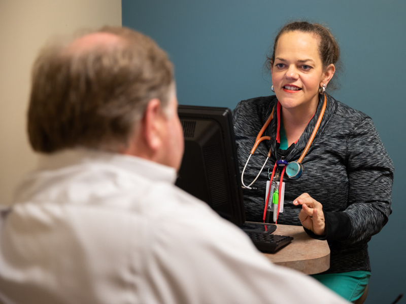 Dr. Katie Patterson, one of only a handful of primary care physicians in Sunflower County, discovered long ago that the rural area is where she belonged - much to the delight, at the time, of then-Indianola resident Stephen Sparks, foreground, the patient who still drives more than two hours, one way, to see her.