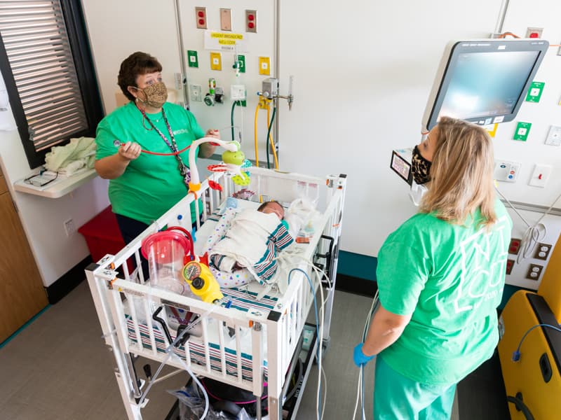 Medical teams were on hand to receive patients, including Serenity Stockman of Columbus, at the Sanderson Tower.