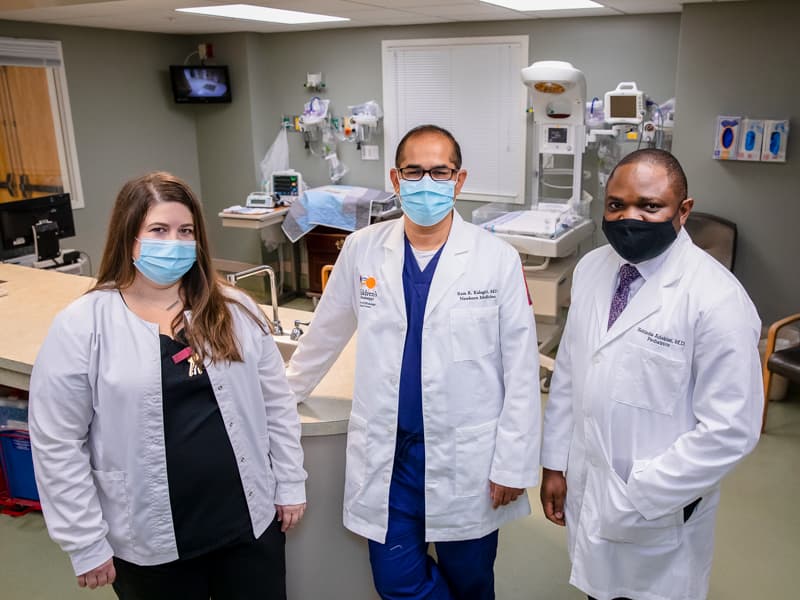 UMMC's leadership team at the Delta Health System Medical Center are, from left, nurse manager Angela Bryant, Dr. Ram Kalagiri and Dr. Kehinde Adebisi.